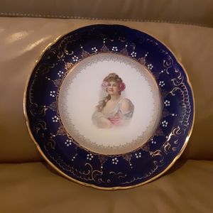 Antique Handpainted Portrait Charger Wall Hanging